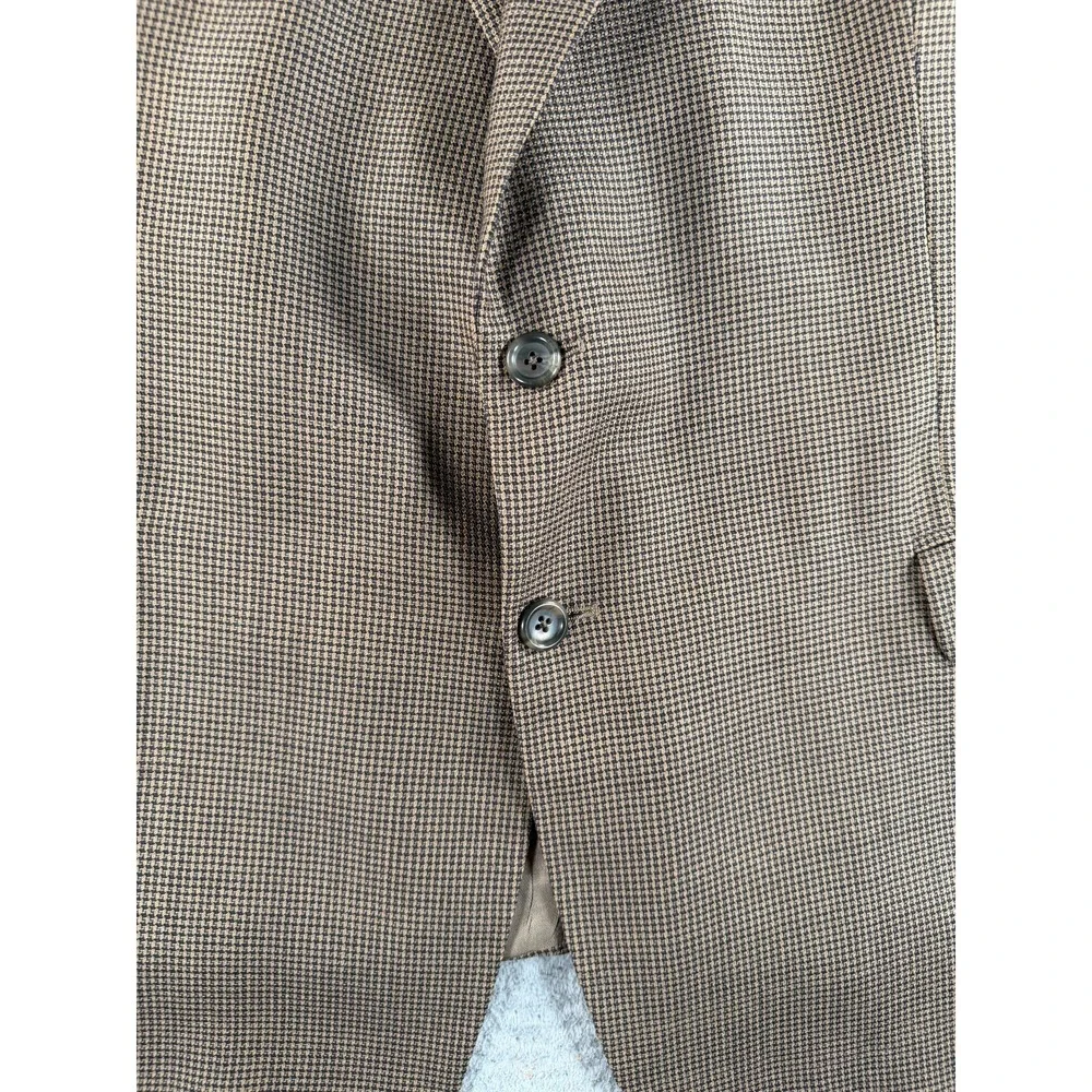 VTG Kilgour French Stanbury Blazer Mens Brown Wool Houndstooth Union Made Canada